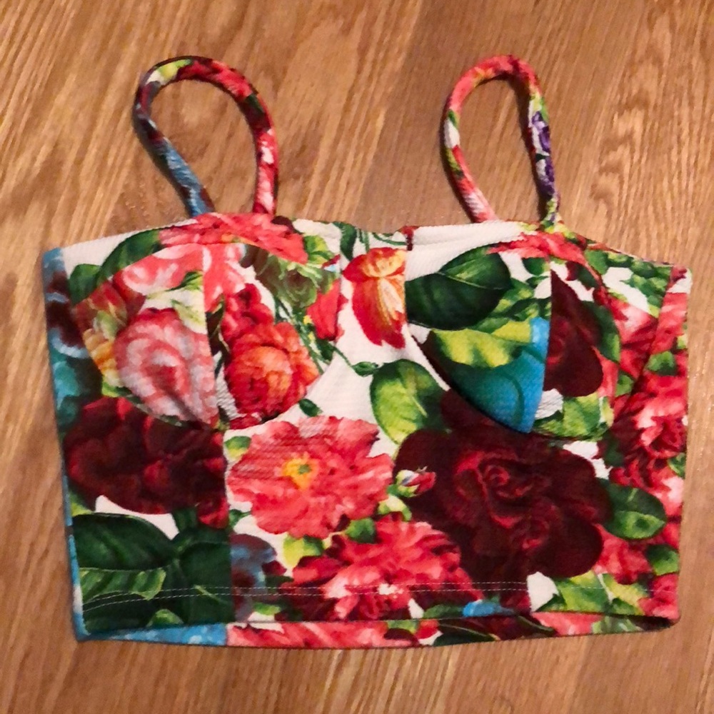 Vintage floral corset crop top